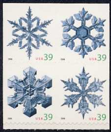 4109-12 39c Snowflakes F-VF Mint NH Block of 4 #4109blk
