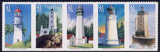 4146-50 41c Pacific LighthousesSet of 5 Used Singles #4146-50usg