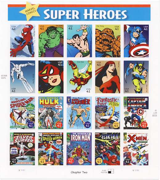 4159 41c Marvel Comics Sheet of 20 F-VF Mint NH #4159sh