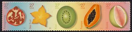 4253-57 27c Tropical Fruit Att'd Mint F-VF NH Plate Block of 10 #4253-7pb