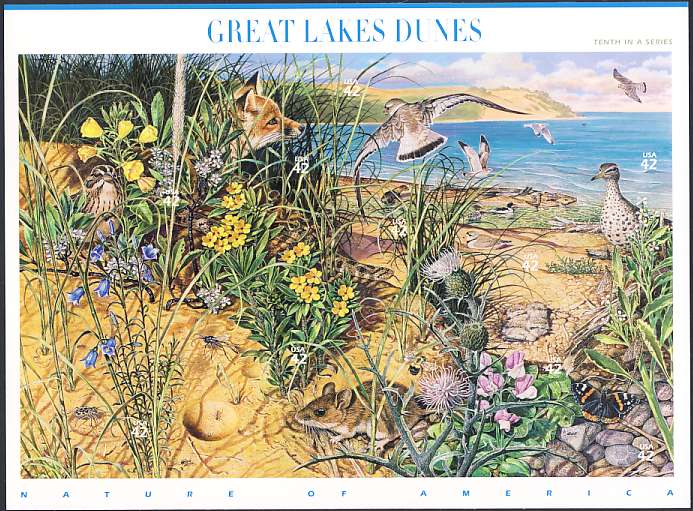 4352a-j 42c Great Lakes Dunes Set of 10 Used SIngles #4352a-jusg