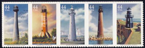 4409-13 44c Gulf Coast Lighthouses Set of 5 Used Singles #4409-13usg
