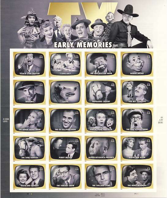 4414a-t 44c Early Television Memories Set of 20 Used Singles #4414a-tusg