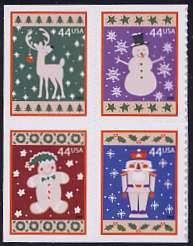 4429-32 44c Winter Holidays from ATM Booklet F-VF NH  Block of 4 #4429-32nh