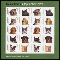 4451-60 44c Shelter Pets Sheet of 20 #4560s