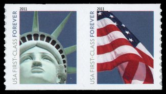 4488-89 Forever Liberty  Flag, SSP Plate Number Strip of 5 #4489pnc5