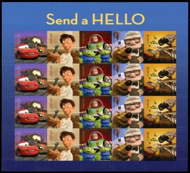 4553-7 Forever Pixar Animated Films Characters Pane of 20 #4557s