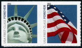 4563-4 Forever Lady Liberty  Flag Forever Mint NH Pair AV - 1 #4563-4pr