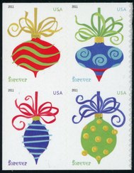 4575-8 Forever Holiday Baubles SSP Mint NH block of 4 #4575-4blk
