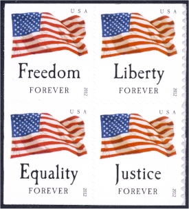 4645-8 Forever Flags Sennet block of 4 from booklet #4645-8blk