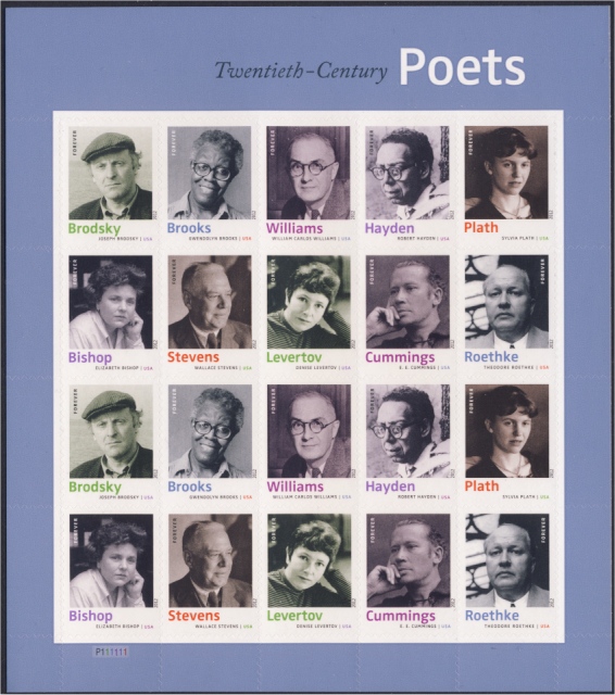 4654-63 Forever Twentieth Century Poets Sheet of 20 #4654ss