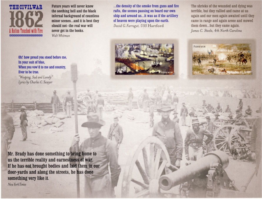 4664-65 Forever The Civil War 1862 Sheet of 12 #4684ss