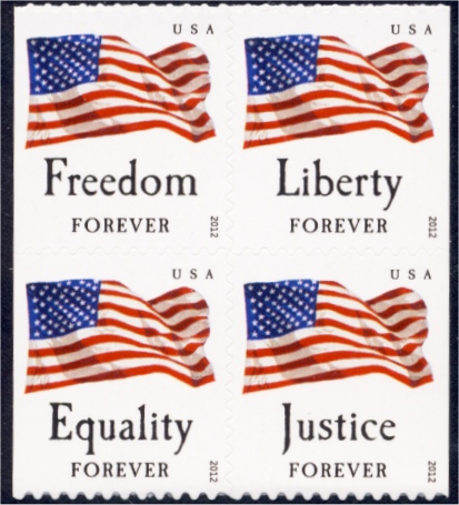 4673-6 Forever Four Flags, from Convertible Book of 10 Set of 4 Used  #4673-6usg