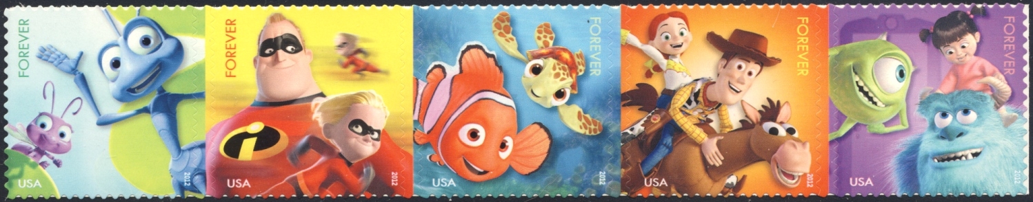 4677-81 Forever Disney-Pixar, Mail a Smile Set of 5 Used Singles #4677-81usg