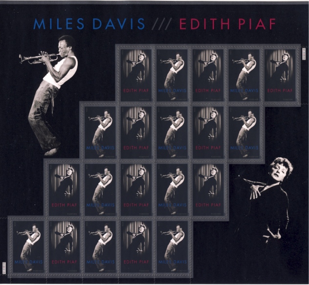 4692-3 Forever Edith Piaf  Miles Davis Sheet of 20 #4693sh
