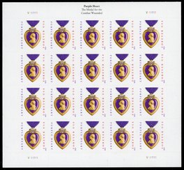 4704i Forever Purple Heart Imperf No Die Cuts (2012) Sheet of 20 #4704ish