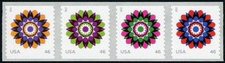 4722-25 Forever Kaleidoscope Flowers Mint NH PNC of 5 #4722pnc5