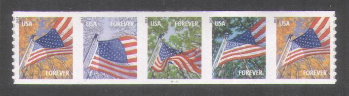 4766-69 Forever Flag For All Seasons AVR Mint NH PNC of 5 #4766pnc