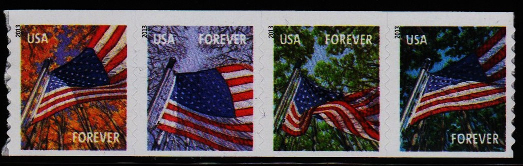 4770-73 Forever Flag For All Seasons APU Mint NH Strip of 4 #4770-4nh