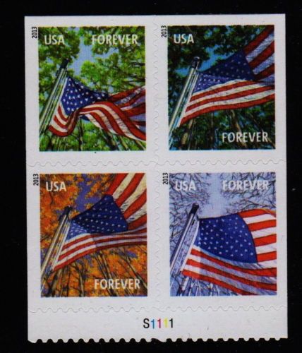 4782A-85A Forever Flag For All Seasons SSP Mint NH Block of 4 #4782-5A