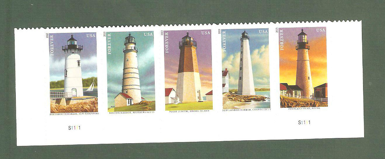 4791-5 Forever New England Coastal Lighthouses Mint NH Strip of 5 #4791-5nh