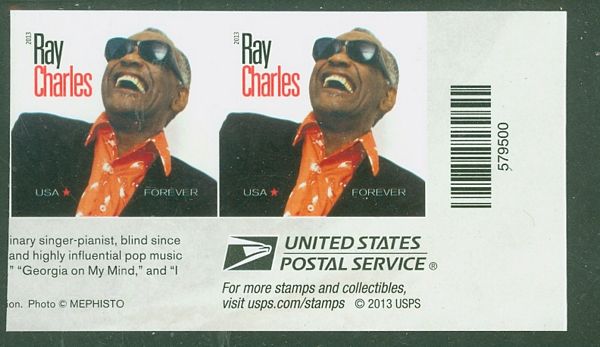 4807i Forever Ray Charles Horizontal Imperf Pair Mint #4807ihp