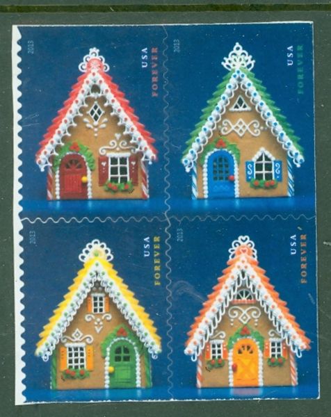 4817-20 Forever Gingerbread Houses Mint Block of 4 #4817-20nh