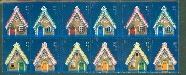 4820a Forever Gingerbread Houses Mint Double Sided Booklet of 20 #4820a