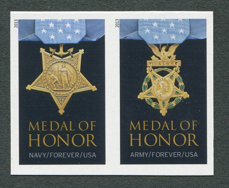 4822-3i Forever Medal of Honor  WWII(2013) Mint NH Horizontal Imperf Pair #4822-3ivpr