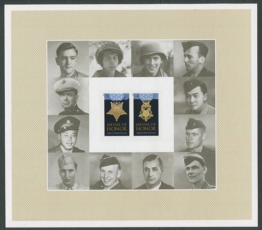 4822-3i Forever Medal of Honor WWII(2013) Mint NH Imperf right Sheet of 2 #4822-3ishr