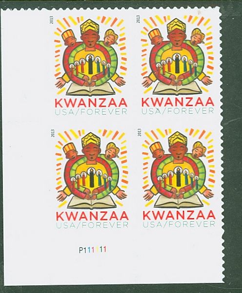 4845 Forever Kwanzaa Mint NH Plate Block of 4 #4845pb