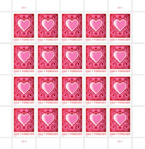 4847 Forever Love, Cut Paper Heart Sheet of 20 #4847sh