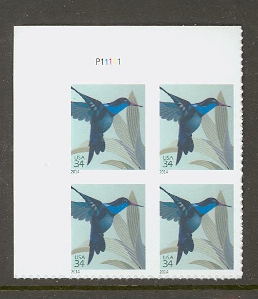 4857 34c Hummingbird Mint NH Plate Block of 4 #4857pb
