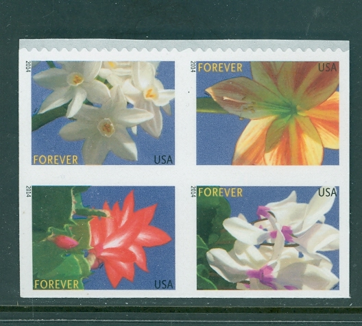 4862-5 Forever Winter Flowers Set of 4 Used Singles #4862-5used