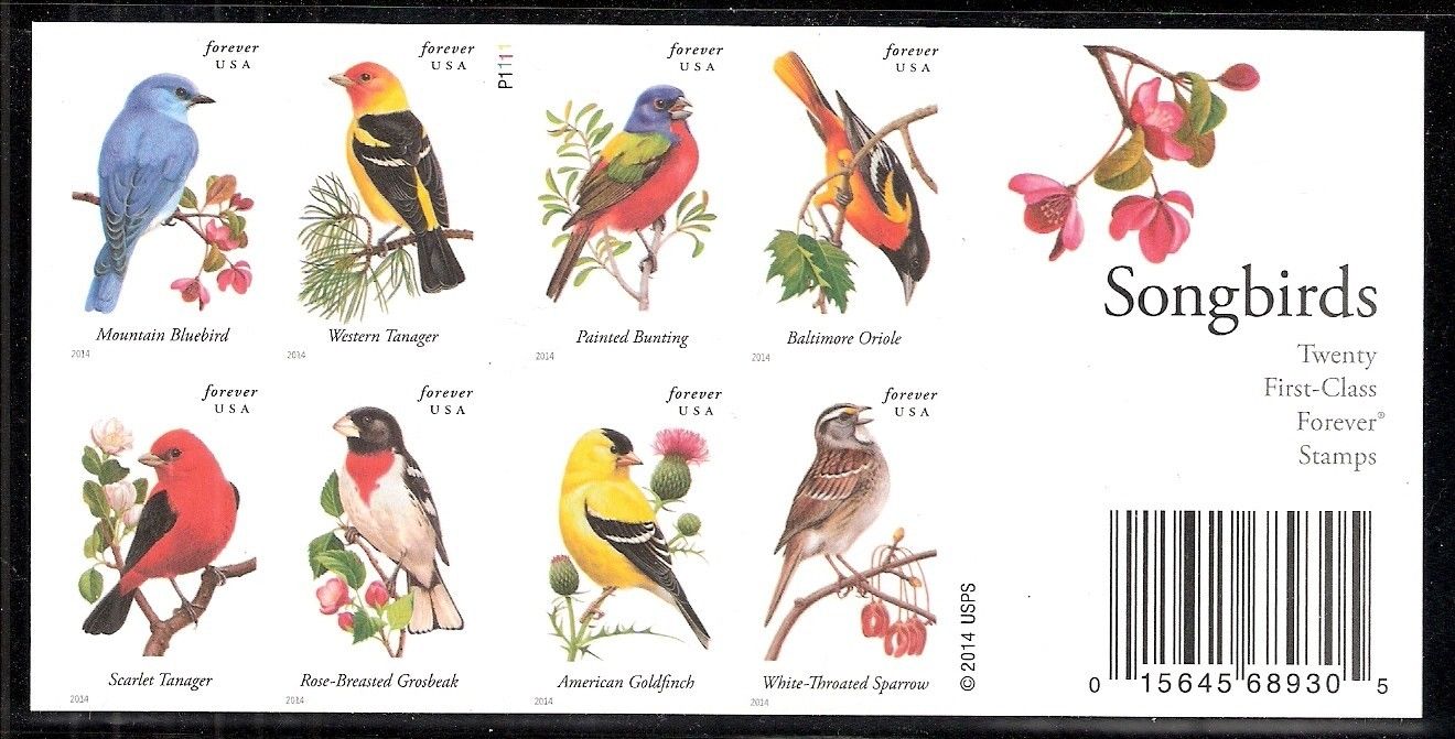 4882-91ai Forever Songbirds Imperf Double Sided Pane of 20 #4891ai