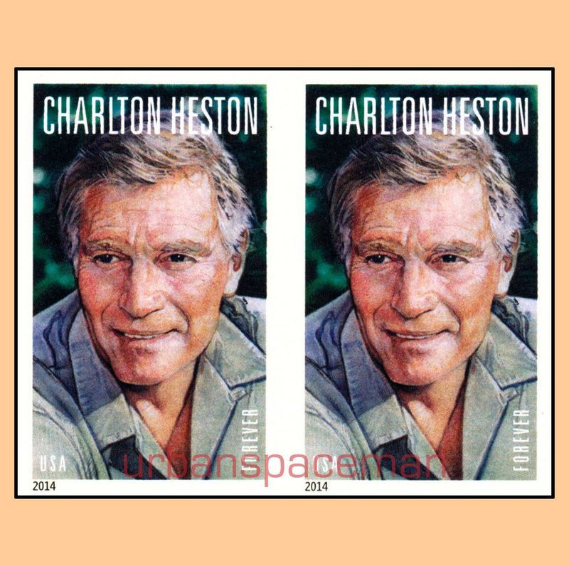 4892i Forever Charlton Heston Mint NH Horizontal Pair Imperf #4892ihp