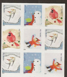 4941-44 Forever Winter Fun Mint NH BLock of 9 from ATM Pane #4941-4nh
