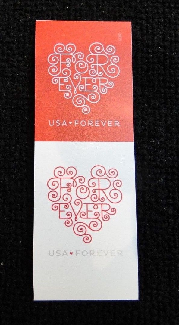 4955-56i Forever Hearts Mint Imperf Vertical Pair #4955-6ivp