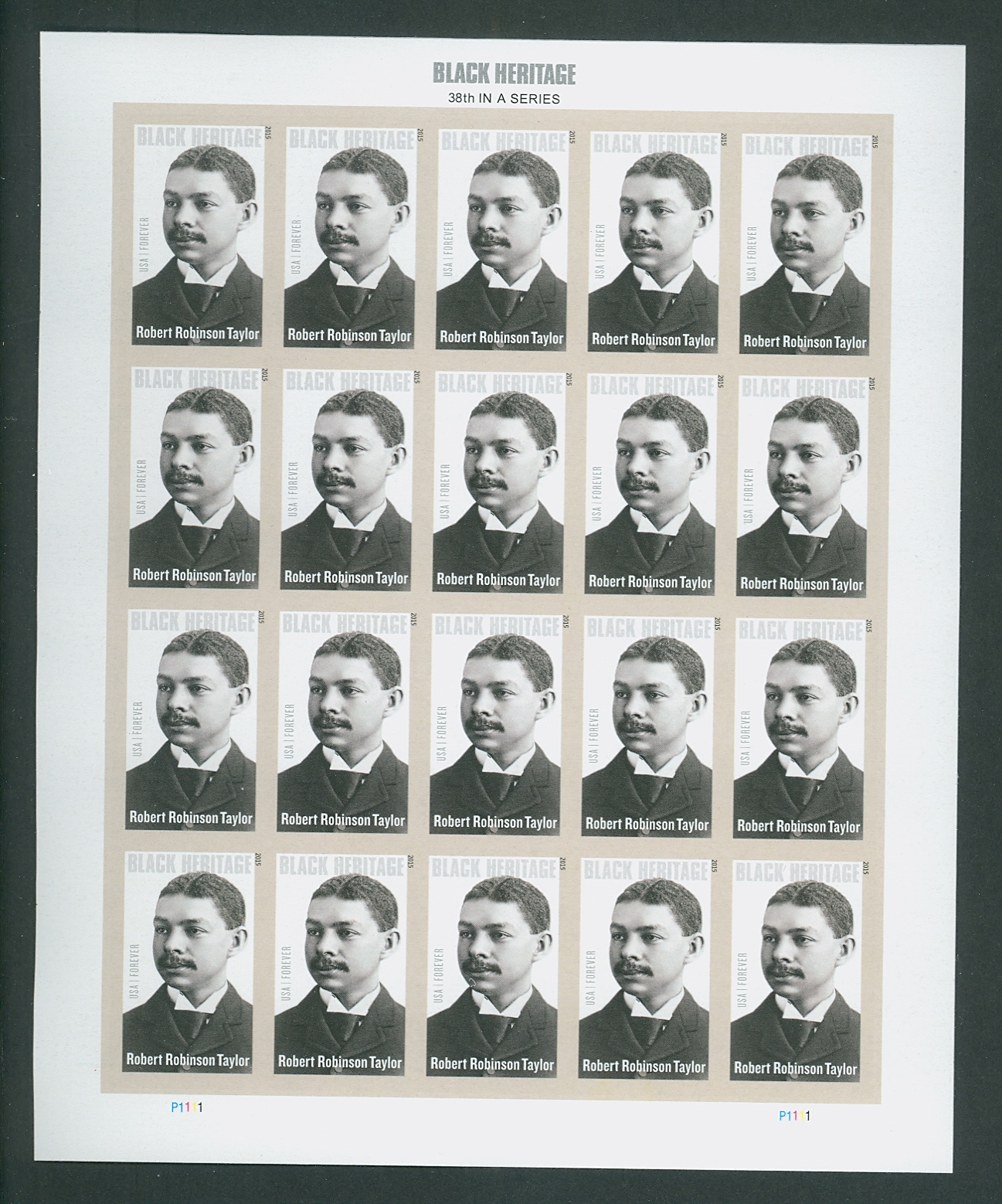 4958i Forever Robert Robinson Taylor Imperf Mint Sheet of 20 #4958ish
