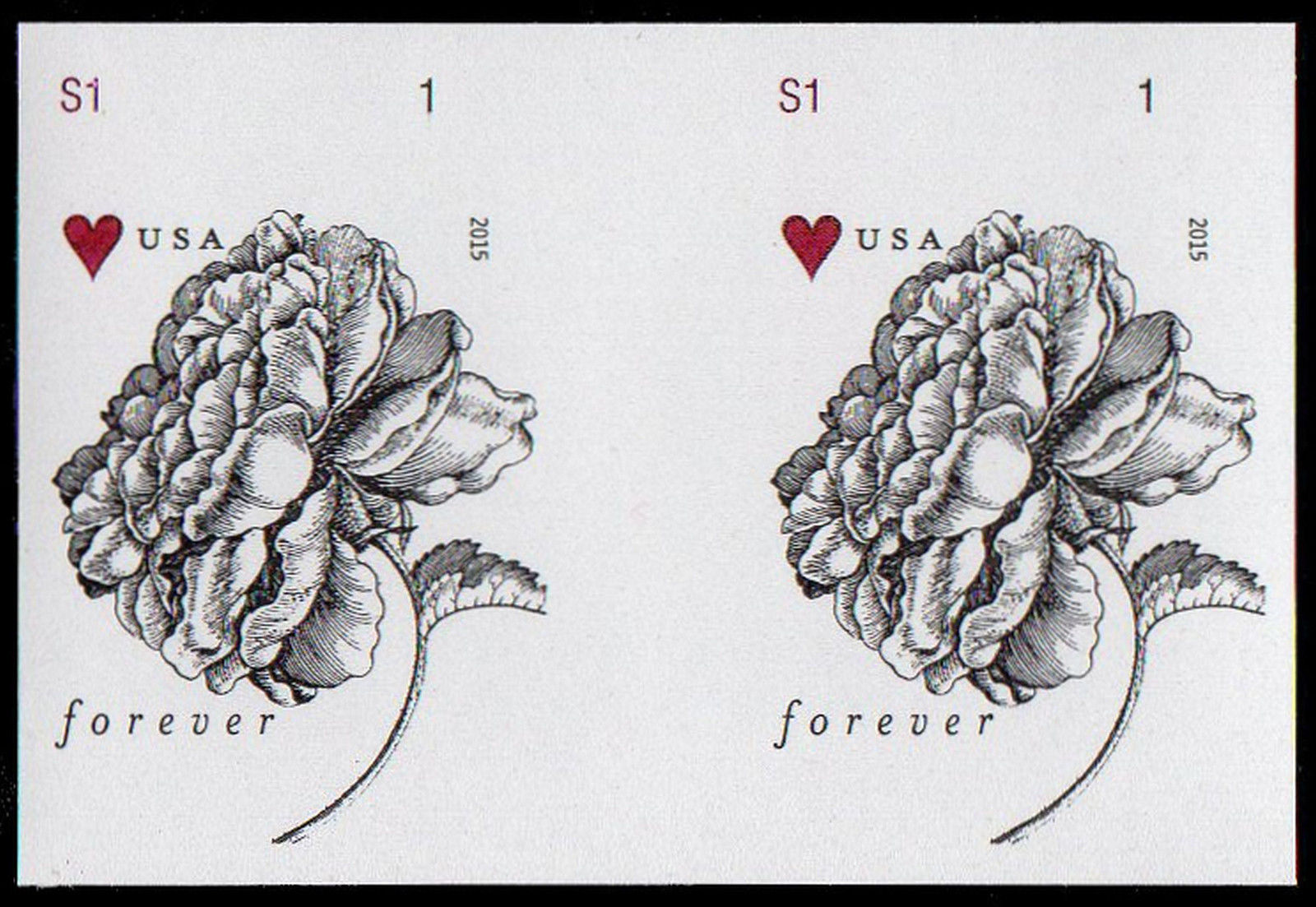 4959i Forever Vintage Rose Mint Imperf Horizontal Pair #4959ihp