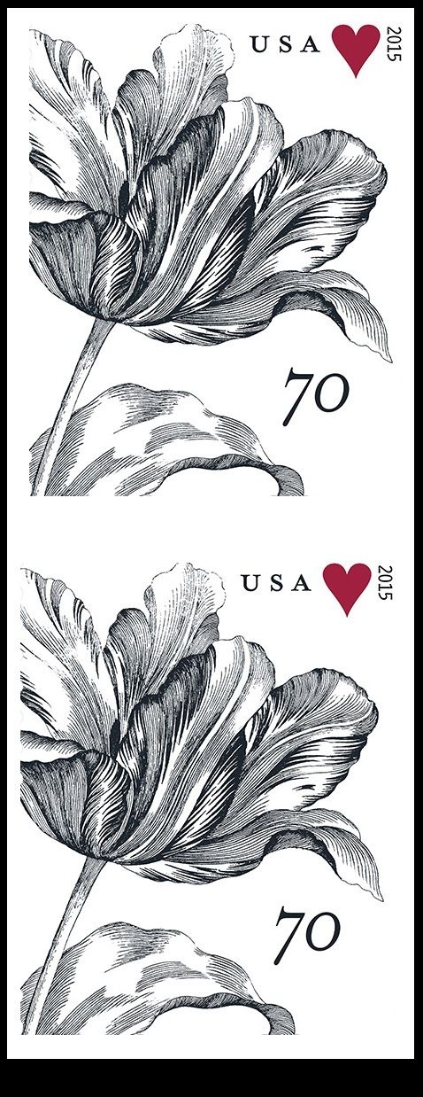 4960i 70c Vintage Tulip Mint Imperf Vertical Pair #4960ivp