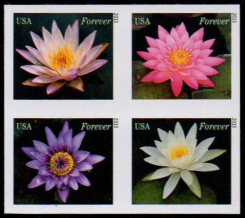 4964i-67i Forever Water Lilies Mint Imperf Block of 4 #4967ai