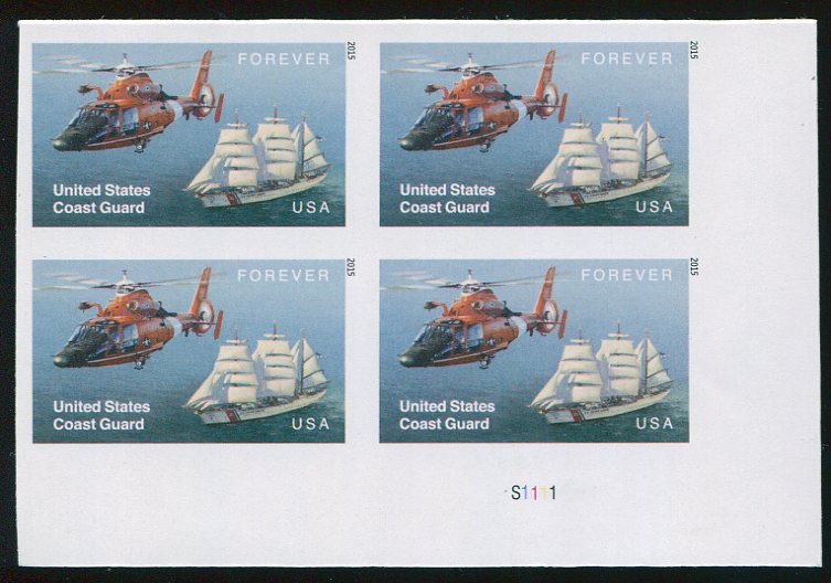 5008i Forever United States Coast Guard Mint Imperf Plate Block #5008ipb