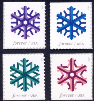 5031-34 Forever Geometric Snowflakes Set of 4 Used Singles #5031-4used