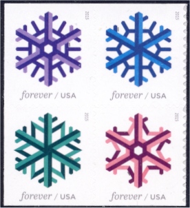 5031-34i Forever Geometric Snowflakes Imperf Block of 4 #5031-4i