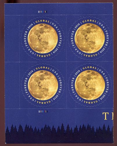 5058 Global Forever The Moon Plate Block of 4 #5058pb