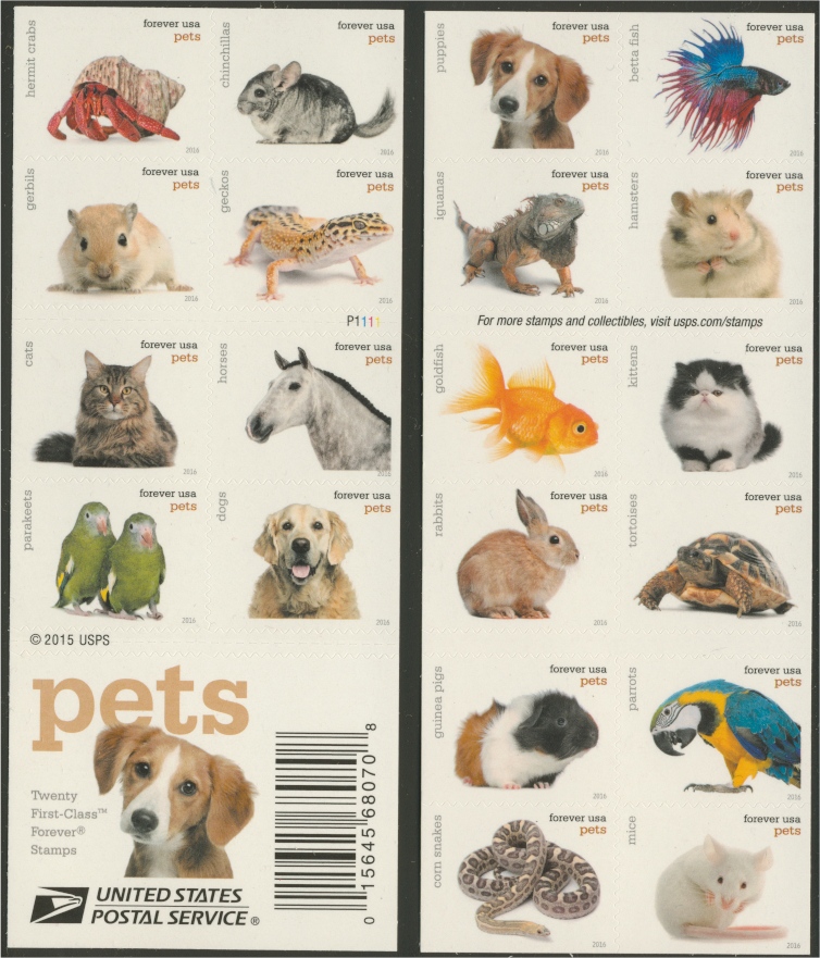 5106-25 Forever Pets Double Sided Booklet of 20  MNH #5106-25dsbk