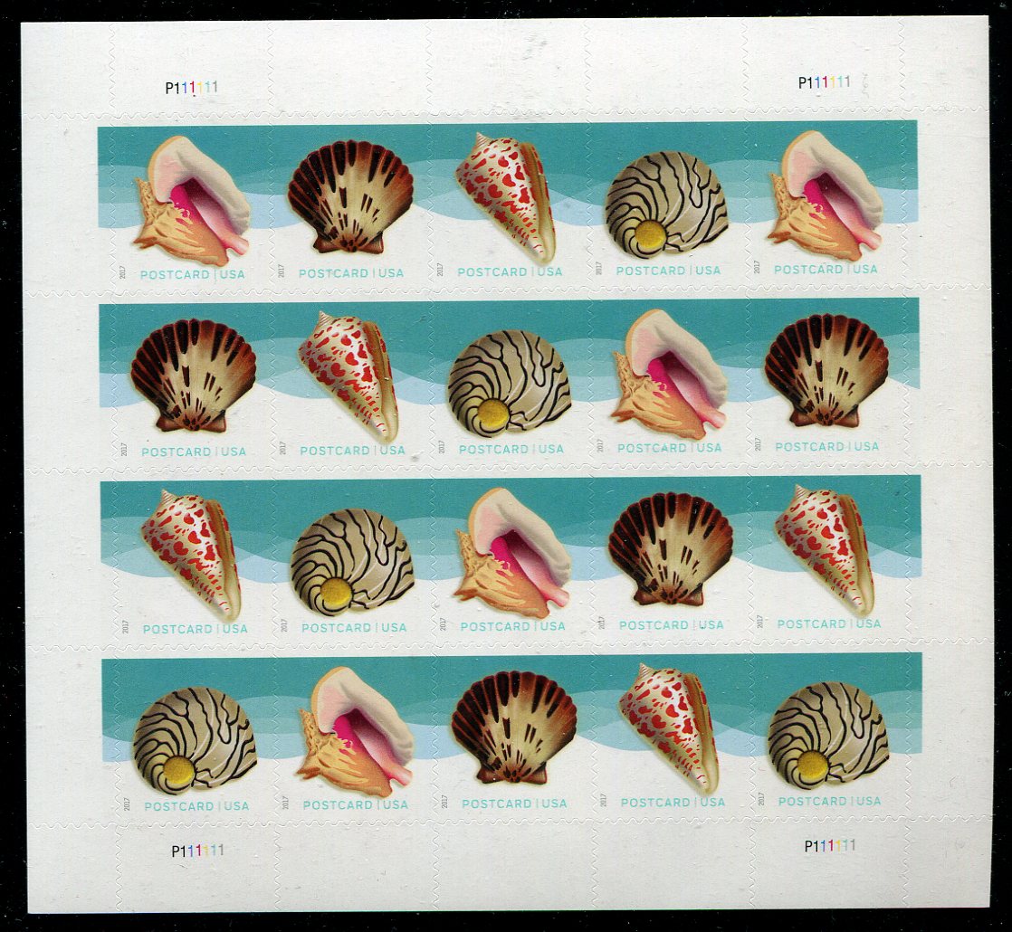 5163-66 Postcard Rate Seashells Mint Sheet of 20 #5163-6sh