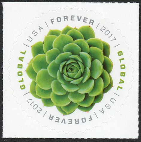 5198 Global Forever Green Succulent Mint Plate Block of 4 #5198pb