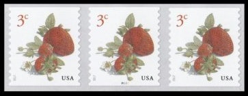 5201 3c Strawberries Coil Mint PNC of 3 #5201pnc3
